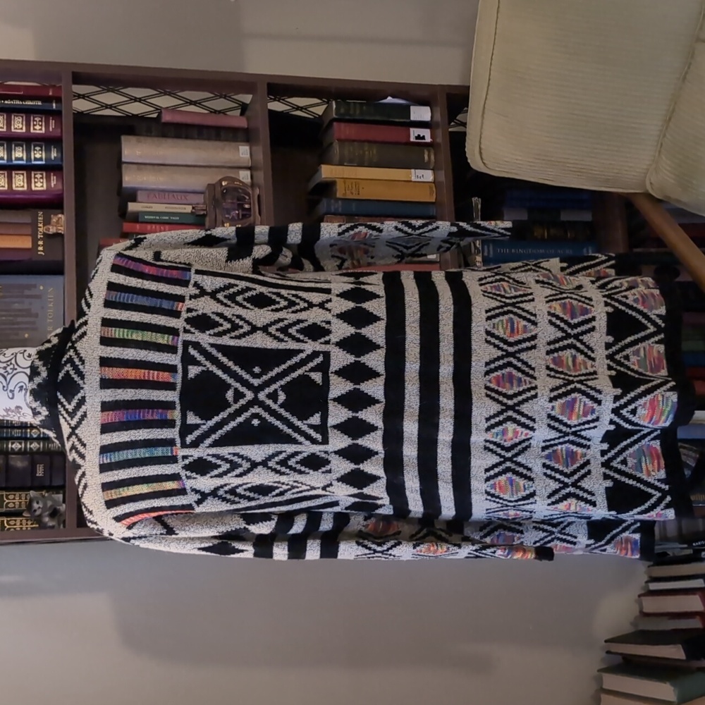 Open Knit Cardigan Geometric and Colorful S/M